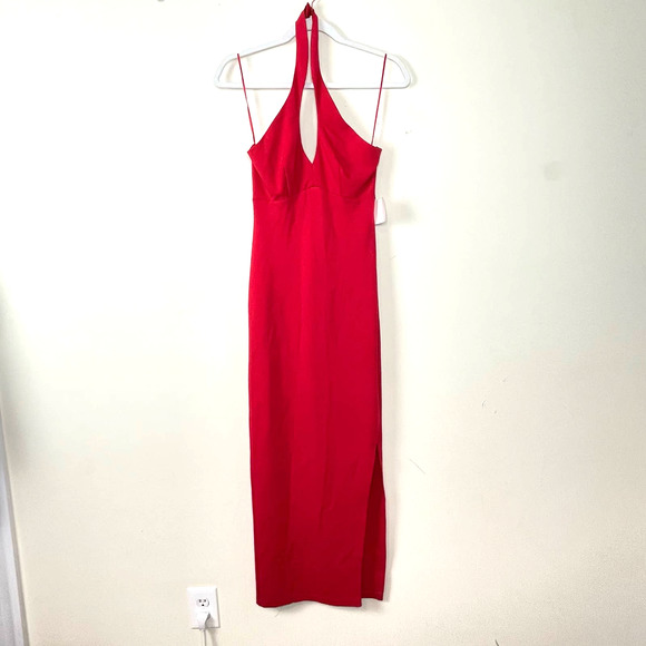 Socialite Red Halter Dress Side Slit Sheath Dress NWT Size XS - Picture 2 of 11